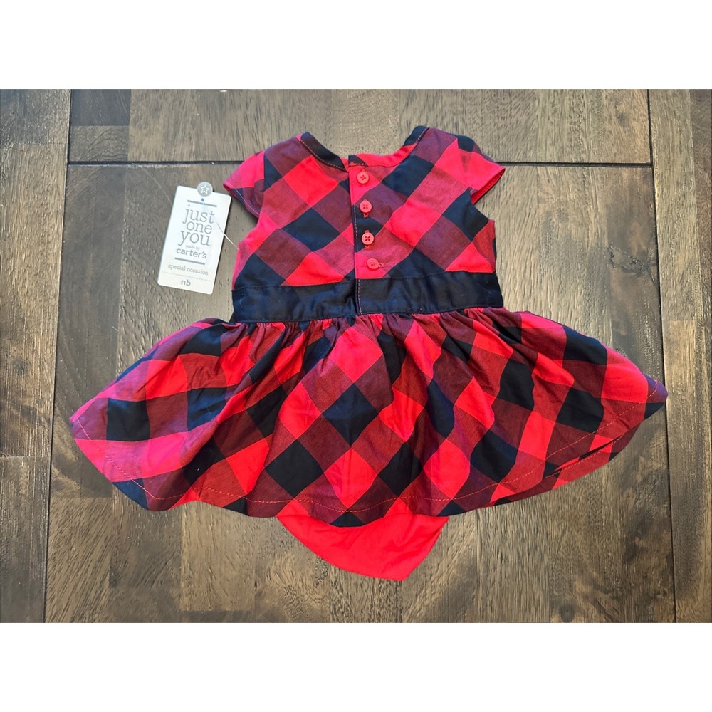Carter's Just One You Line Newborn Red and Black Dress 2 pc Set Holiday NWT
